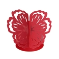 Detail view of red laser-cut butterfly paper napkin ring for elegant table decoration - 20cm / Pearlescent Red