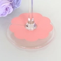 Tarjeta rosa en forma de flor para copa de vino como marcador de sitio en bodas - 7cm / Rosa