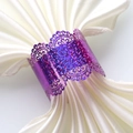 Ronds de serviette violets scintillants avec dentelle découpée pour tables de fête - Violet Foncé Pailleté