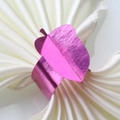 Détail d'un rond de serviette élégant en forme de feuille rouge rose pour décoration - Poudre pour ongles