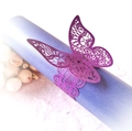 Detail of purple laser-cut paper butterfly napkin ring with delicate hollowed-out lace pattern - 50 Pieces / Deep purple