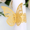 Golden laser-cut butterfly napkin ring with lace pattern for elegant wedding decor - Gold