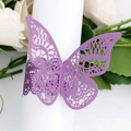 Elegant purple laser-cut butterfly napkin ring with intricate lace pattern for weddings - Dark Purple