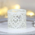 Rond de serviette cœur blanc découpé au laser avec motifs floraux élégants pour mariages - Ivoire