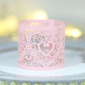 Décoration de cupcake rose découpée au laser avec motifs de cœur pour mariage romantique - Rose