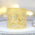 Rond de serviette doré découpé au laser avec motif de cœur pour décoration de mariage - Doré