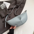 Chic light blue dumpling bag with lychee grain texture and adjustable strap - Blue Without Charm