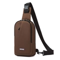 Borsa a tracolla marrone da uomo in nylon con logo MACHUGE e tracolla nera regolabile - Marrone