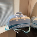 Light blue and cream sports bag with adjustable strap for gym and short travel trips - 20-35L / Blue