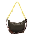 Borsa a tracolla in nylon verde oliva con corda da arrampicata gialla e catena in metallo - Verde