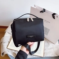 Versatile black nylon crossbody bag with dual zippers and brand logo patch for daily wear - Black Large