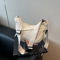 Bolso bandolera de nailon blanco crema con correa ancha para uso diario informal - Blanco
