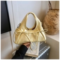 Pale yellow PU leather crossbody bag featuring soft bow decorations and a slim strap - Yellow