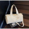 Beige versatile nylon travel duffle bag for yoga and fitness with adjustable strap - Off-white