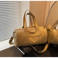 Mustard yellow large capacity nylon travel bag for yoga and fitness with shoulder strap - Khaki
