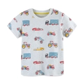 Boys short sleeve t-shirt set with all-over vehicle prints on grey cotton fabric - 2Y(90cm) / Light Gray (T-shirt Only Without Shorts)
