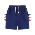 Navy blue boys knit shorts with colorful dinosaur 3D spikes and white drawstring - 2Y(90cm) / Navy Blue