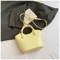 Sac seau jaune clair minimaliste avec poignées rondes et bandoulière réglable pratique - Jaune sans pendentif