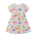 Vestido blanco de manga corta para niña con estampados tropicales de animales y plantas - 2Y(90cm) / Estampado Animal Multicolor (1493)