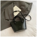 Sac seau noir brillant avec sphères décoratives et bandoulière réglable pour femme - Noir sans Pendentif