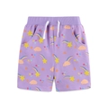 Kinder Shorts in Lila mit Regenbogen-Print, Strick-Baumwolle und Kordelzugbund - 2Y(90cm) / Lila Bedruckte Shorts (3109)