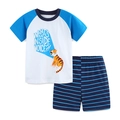 Ensemble d'été garçon avec T-shirt tigre de dessin animé et short à rayures - Imprimé Tigre (2263) / 2Y(90cm)