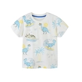 T-shirt en coton blanc pour garçon avec imprimé dinosaure et col rond bleu - 2Y(90cm) / Blanc (5368)