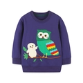 Sweat en coton violet foncé pour garçon avec broderie hibou colorée et col rond chic - 6 ans (120cm) / Violet