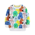 Sweat-shirt garçon à manches longues avec imprimé chien cartoon et bords-côtes - 2Y(90cm) / Imprimé Chien de Dessin Animé Blanc