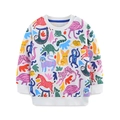 Sweat-shirt blanc en coton à manches longues pour filles avec imprimé animaux - 2Y(90cm) / Style Imprimé Animal Intégral (8211)