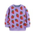 Felpa lilla da bambina con stampe di fragole rosse e polsini a coste elasticizzati - 2Y / Lavanda