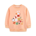 Sweat de Noël pour filles corail avec imprimés animaux festifs et bords côtelés - Imprimé Dessin Animé Noël (8223) / 2Y(90cm)