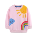 Felpa da bambina in cotone rosa con stampe di cartoni animati di arcobaleni e sole - 2Y(90cm) / Rosa