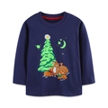 Maglietta blu scuro a maniche lunghe per bambini con albero di Natale e renne - 2Y(90cm) / Blu navy