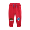 Rote Kinder-Jogginghose mit Igel- und Pilzstickerei sowie blauem Kordelzug am Bund - 2Y(90cm) / Rot