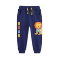 Pantaloni sportivi blu navy da bambino con coulisse gialla e ricamo leone colorato - 2Y(90cm) / Blu Notte (3116)