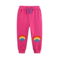 Pantaloni sportivi da bambina in cotone rosa acceso con ricami e coulisse blu - 2Y / Rosa Rosso