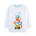 Maglietta bianca a maniche lunghe per bambino con stampa di veicoli da cantiere colorati - 2Y(90cm) / Bianco Stampa Escavatore Cartoon