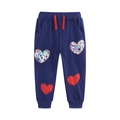Mädchen dunkelblaue Strickhose mit bunten floralen und gepunkteten Herz-Patches - 2Y(90cm) / Marineblau (3121)