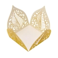 Golden laser-cut leaf pattern chocolate wrapper tray for party dessert decoration - Reflective Gold