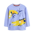 Katoenen kinder-T-shirt met lange mouwen in lichtpaars met krokodil- en boomprint - 2Y(90cm) / Lichtpaars (5386)
