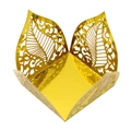 Detailed laser-cut gold leaf hollow candy box for weddings and high-end dessert packaging - 3.5cm / Mirror Gold