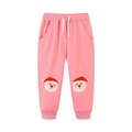 Pink girls' joggers with Christmas Santa embroidery and elastic drawstring waistband - 2Y(90cm) / Pink