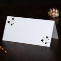 Elegant white laser-cut heart folding place cards for wedding table seat arrangements - White