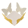 Detaillierte lasergeschnittene Schmetterlingskarte aus Perlpapier mit hohlen weißen Mustern - Reflektierendes Gold