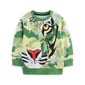 Felpa mimetica verde da bambino con grande stampa grafica di tigre stilizzata - 2Y(90cm) / Verde Mimetico (8218)