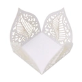 Detailed laser-cut leaf pattern on white pearlescent paper cupcake wrapper for weddings - White