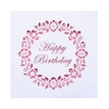 Dettaglio della ghirlanda floreale tagliata al laser su un biglietto di auguri bianco - Bianco + Pagina Interna Rosa