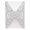 Detailed laser-cut silver glitter invitation card with elegant floral hollow patterns - Glitter Silver