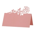 Pink laser-cut rose place card with pearlescent finish for wedding table decor - Pink